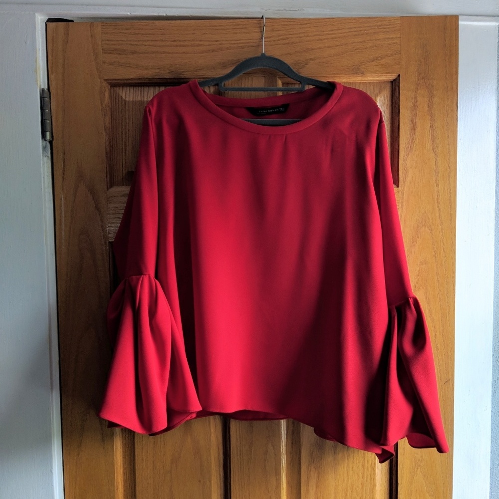 Zara top - pleated bell sleeve NWOT